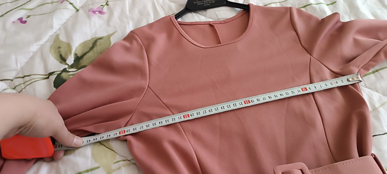 Pembe Kemerli Uzun Kadın Elbise - Görsel 5