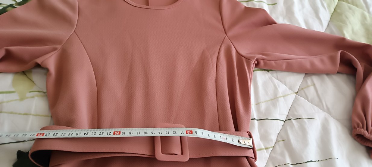 Pembe Kemerli Uzun Kadın Elbise - Görsel 4