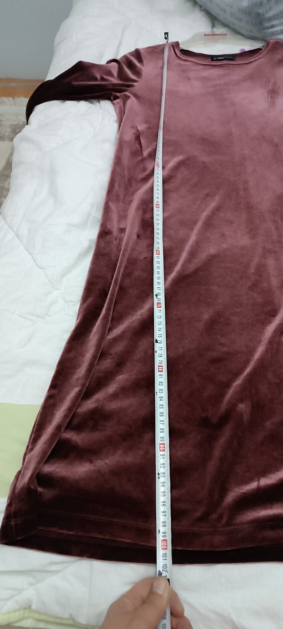 Bordo Kadın Uzun Kollu Salaş elbise tunik - Görsel 5