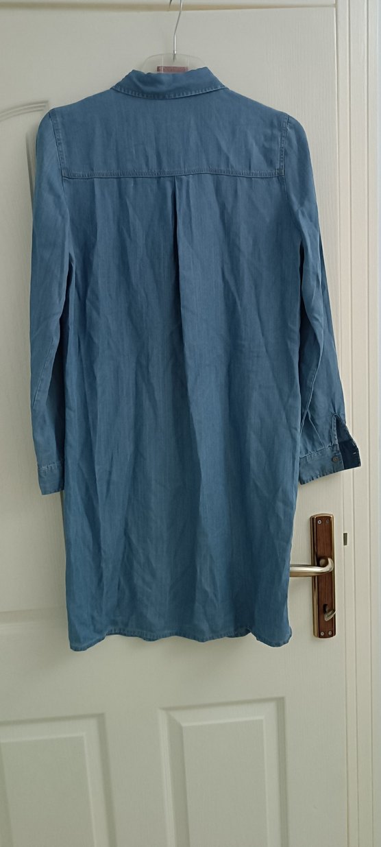 Düğmeli Uzun Kadın Kot Ceket ipek kot - Görsel 2