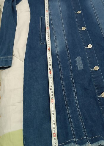 Kadın Lacivert Uzun Denim Ceket kot - Görsel 6