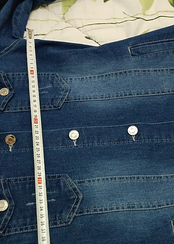 Kadın Lacivert Uzun Denim Ceket kot - Görsel 5