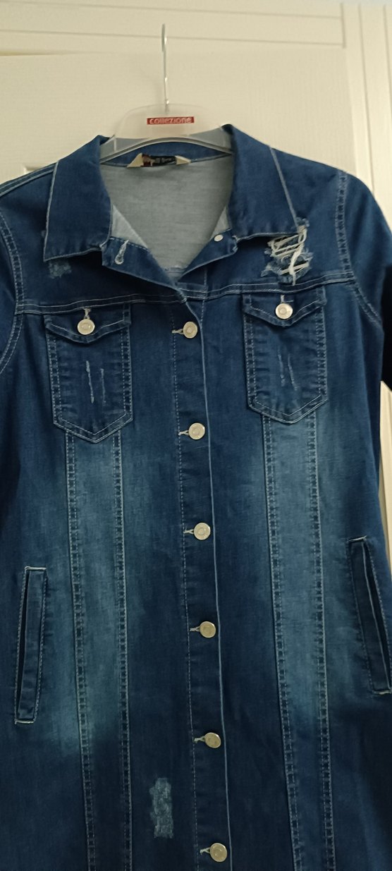 Kadın Lacivert Uzun Denim Ceket kot - Görsel 3