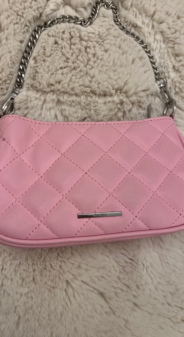 Pembe Kareli Kadın Omuz Çantası - Görsel 2