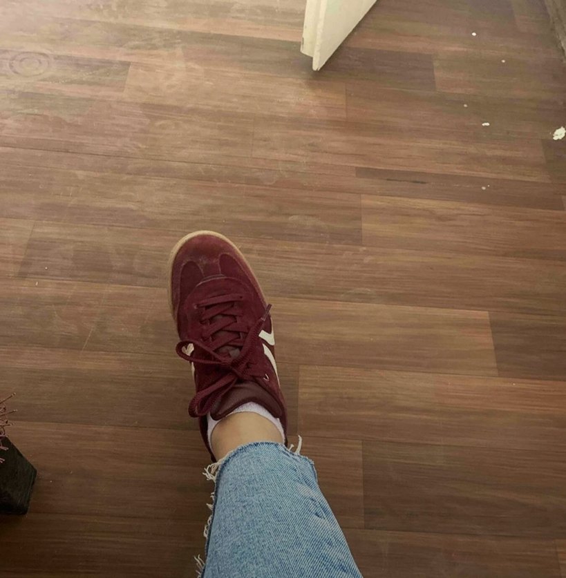 Bordo Süet Kadın Dolgu Topuk Spor Ayakkabı - Görsel 3