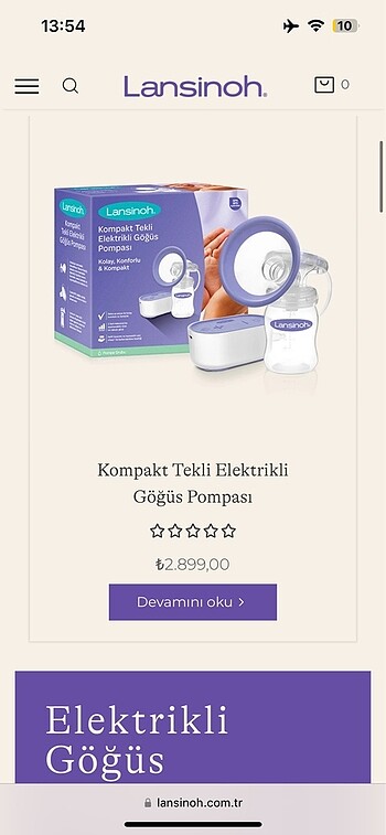 Lansinoh Elektrikli Süt Sağma Makinası