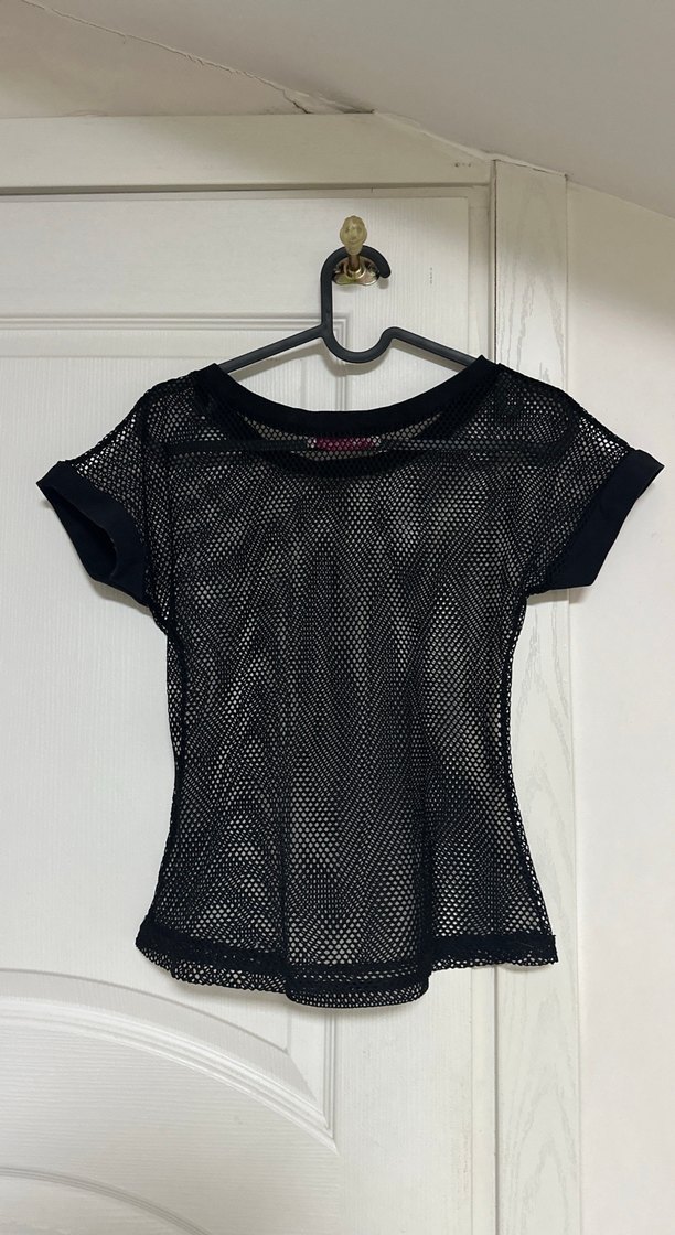 Siyah Dantelli Kısa Kollu Goth Bluz - Görsel 2