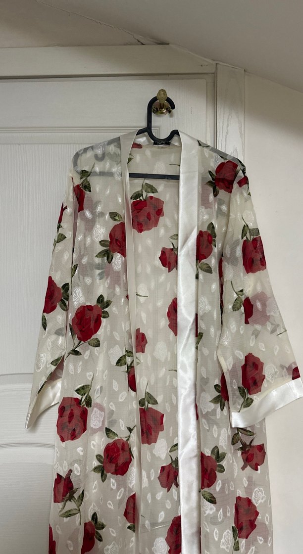 Çiçek Desenli Uzun Bohem Kimono Gecelik - Görsel 2