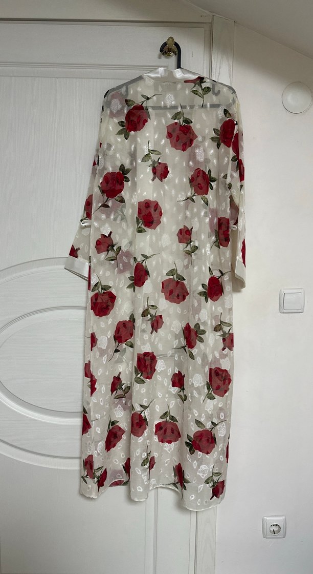 Çiçek Desenli Uzun Bohem Kimono Gecelik - Görsel 3