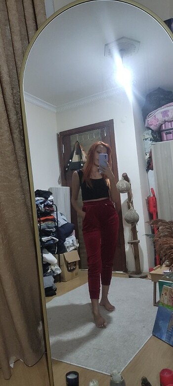 Kırmızı kadife Eşofman 