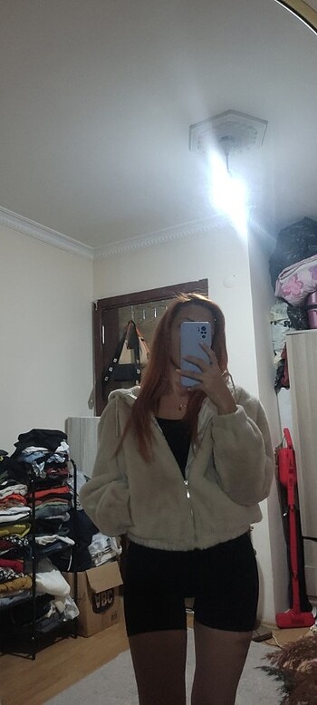 Trendyol & Milla Krem rengi peluş ceket