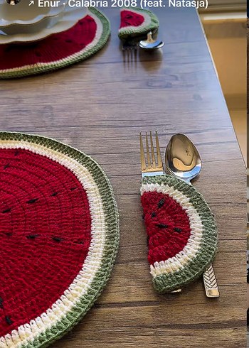 Bohem Kırmızı Yeşil El Örgüsü karpuz model Amerikan Servis - Görsel 3