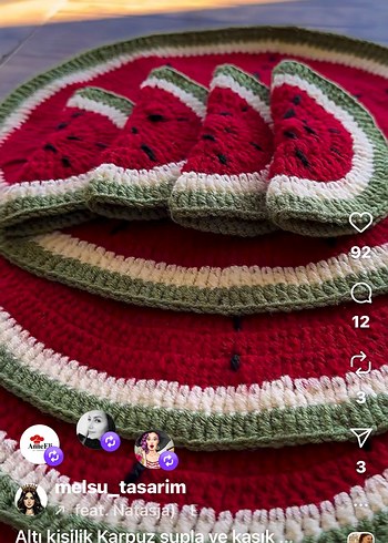 Bohem Kırmızı Yeşil El Örgüsü karpuz model Amerikan Servis - Görsel 2