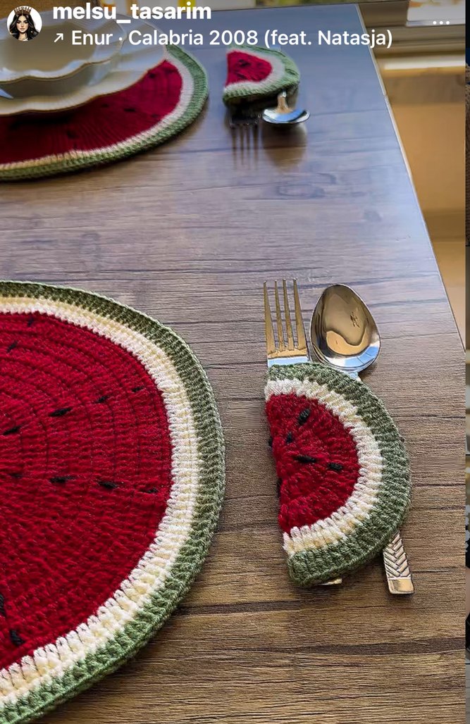 Bohem Kırmızı Yeşil El Örgüsü karpuz model Amerikan Servis - Görsel 3