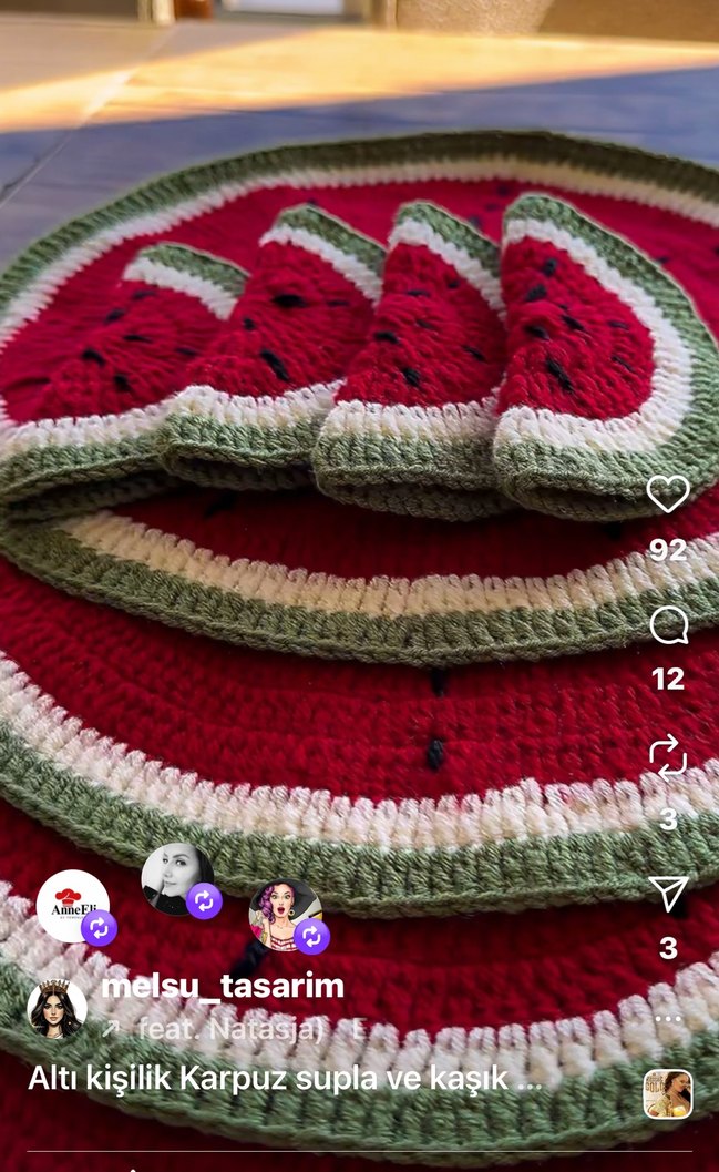 Bohem Kırmızı Yeşil El Örgüsü karpuz model Amerikan Servis - Görsel 2