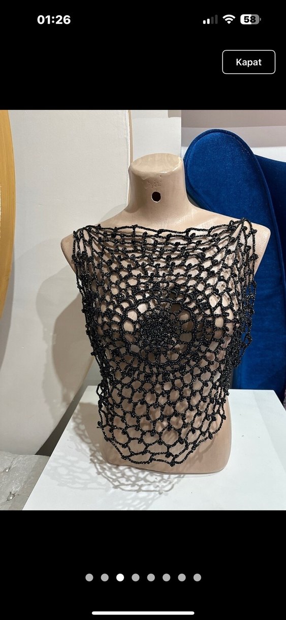 Dantel Detaylı Siyah Örgü Kolsuz file Bluz - Görsel 5