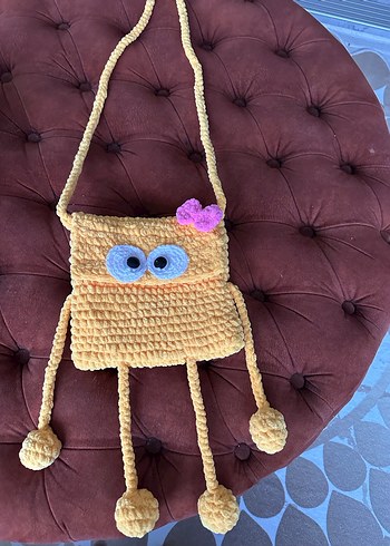 Sarı  Örgü Kadın Çapraz Çanta - Görsel 4