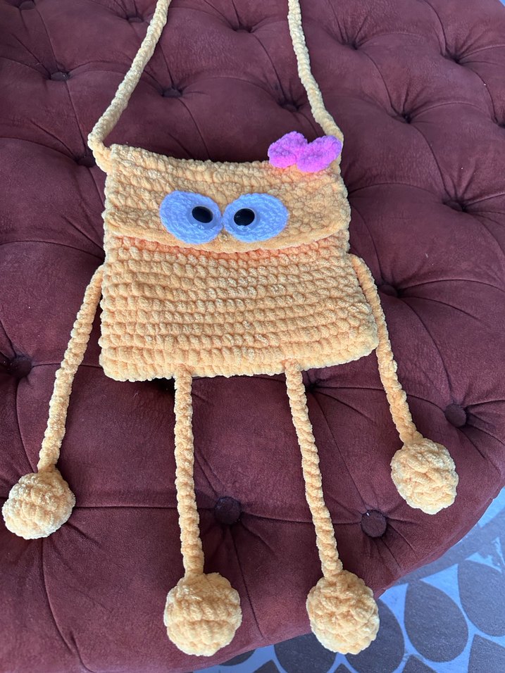 Sarı  Örgü Kadın Çapraz Çanta - Görsel 3