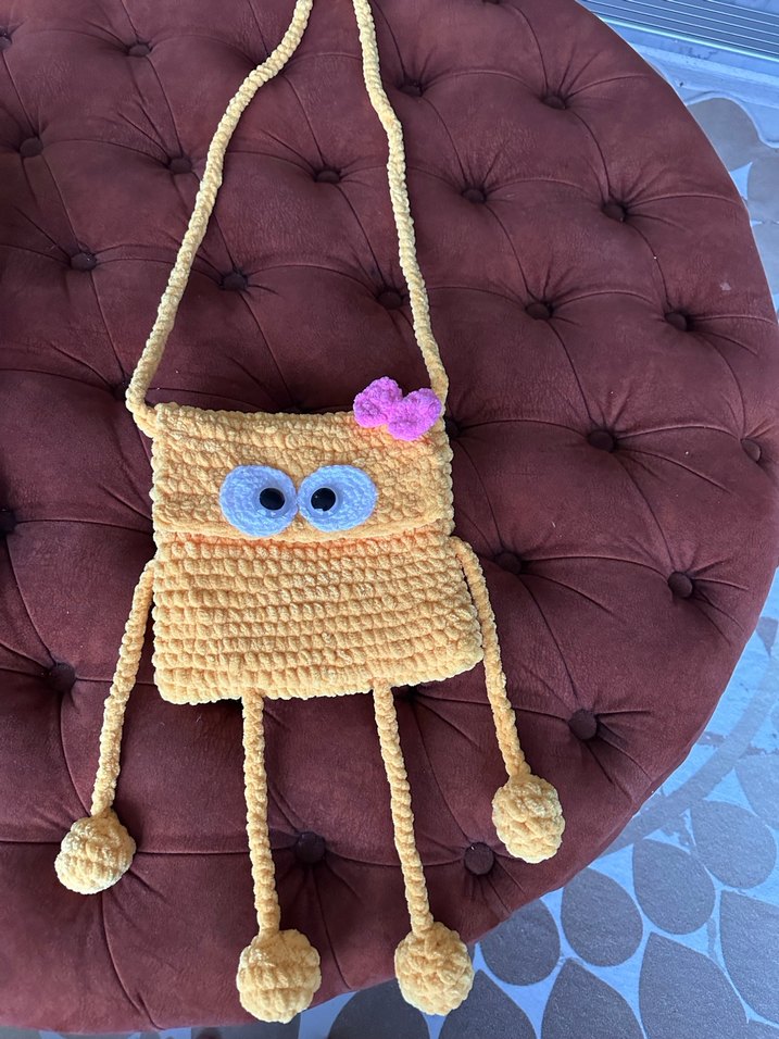 Sarı  Örgü Kadın Çapraz Çanta - Görsel 4