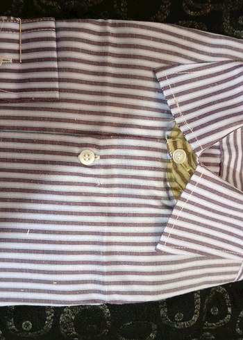 Erkek Çok Renkli Çizgili Uzun Kollu Gömlek takke tespih - Görsel 2