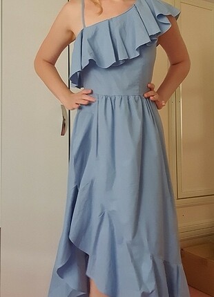 Zara Bebek mavisi fırfırlı elbise