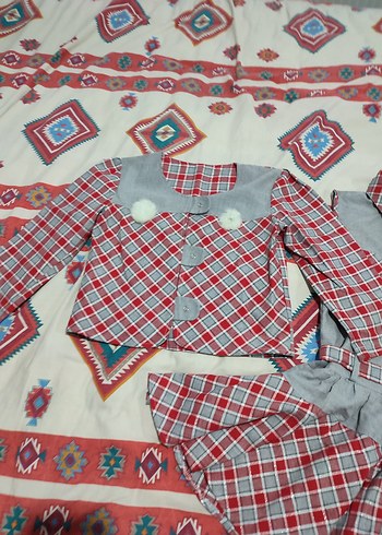 Kız Çocuk Gri Kareli Fırfırlı Elbise - Görsel 8