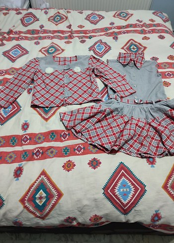 Kız Çocuk Gri Kareli Fırfırlı Elbise - Görsel 10