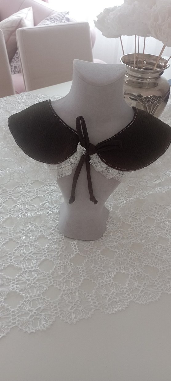 Kızlar için Siyah Dantelli seyyar yaka - Görsel 5