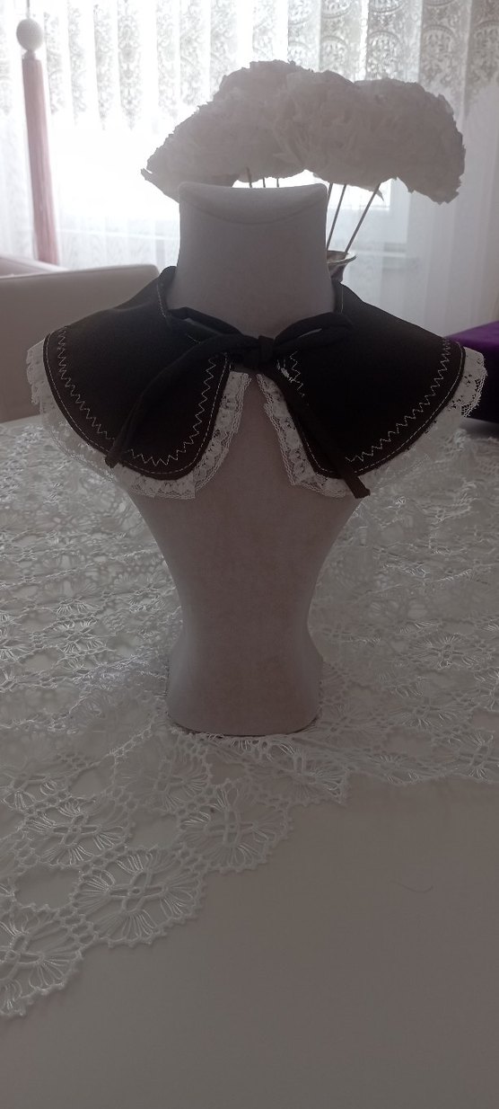 Kızlar için Siyah Dantel Detaylı Gotik Deri Bolero - Görsel 2