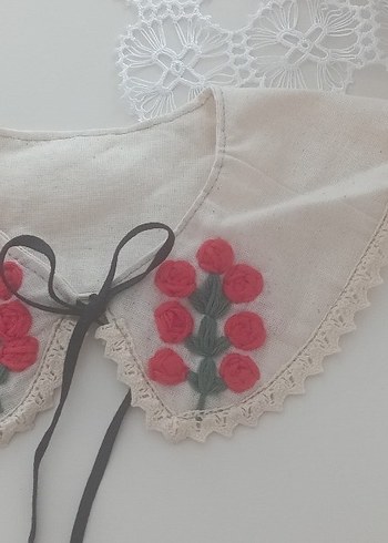 Nakışlı Dantel Yaka Beyaz Bolero - Görsel 6