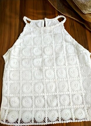 Desenli halter yaka bluz