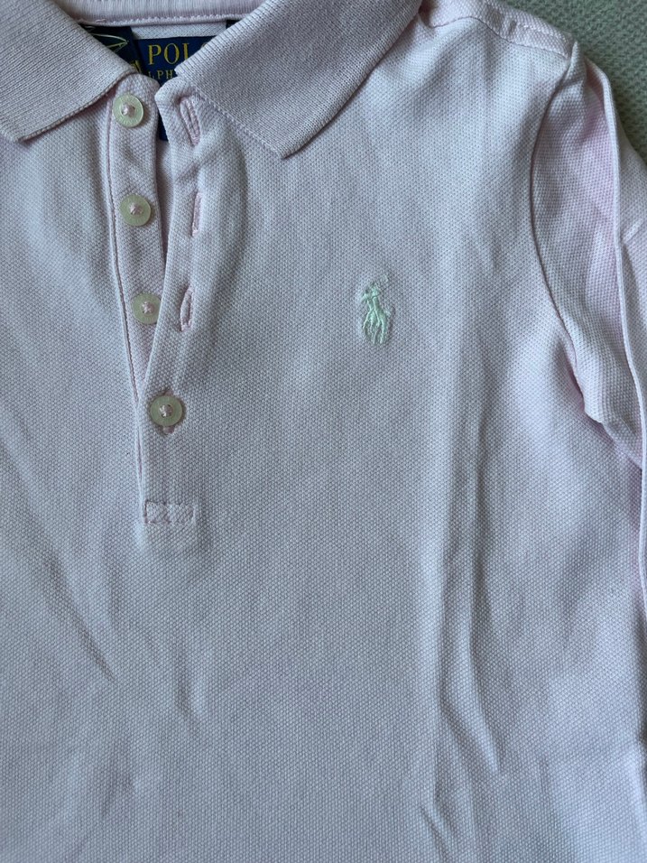 Kiz Çocuk Pembe Uzun Kollu Polo Tişört - Görsel 2