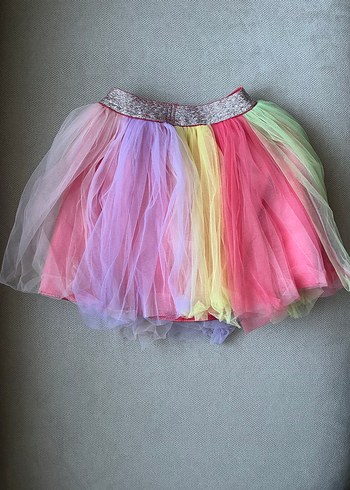 Çok Renkli Büzgülü Kız Çocuk Etek - Görsel 4