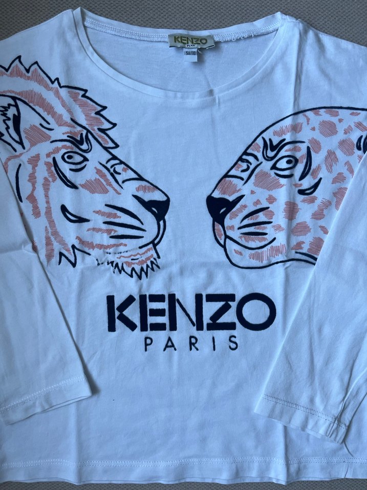 Kenzo Paris Baskılı Beyaz Uzun Kollu Unisex Tişört - Görsel 3