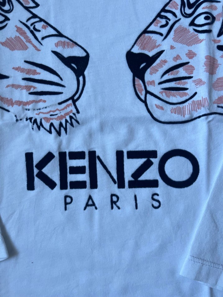 Kenzo Paris Baskılı Beyaz Uzun Kollu Unisex Tişört - Görsel 2