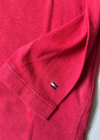 Unisex Kırmızı Uzun Kollu Tommy Hilfiger Tişört - Görsel 4