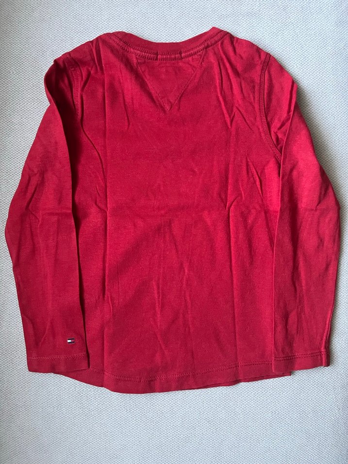 Unisex Kırmızı Uzun Kollu Tommy Hilfiger Tişört - Görsel 5