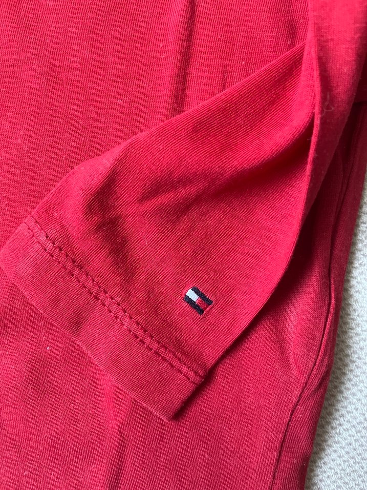 Unisex Kırmızı Uzun Kollu Tommy Hilfiger Tişört - Görsel 4