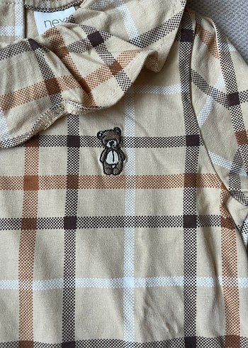 Kız Çocuk Bej Kareli Uzun Kollu Gömlek - Görsel 2