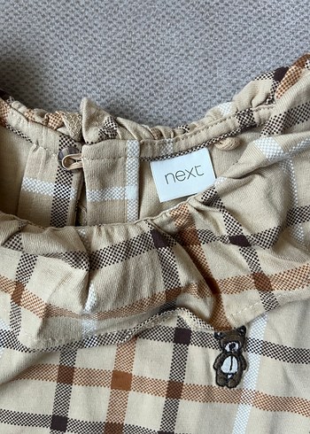 Kız Çocuk Bej Kareli Uzun Kollu Gömlek - Görsel 3