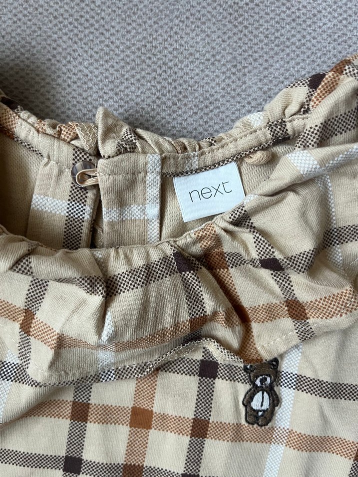 Kız Çocuk Bej Kareli Uzun Kollu Gömlek - Görsel 3