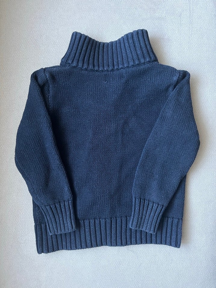 Unisex Çocuk Lacivert Yarım Fermuarlı Triko Kazak - Görsel 4