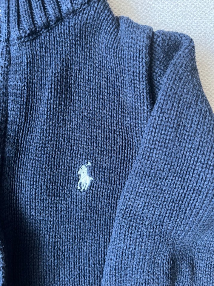 Unisex Çocuk Lacivert Yarım Fermuarlı Triko Kazak - Görsel 2