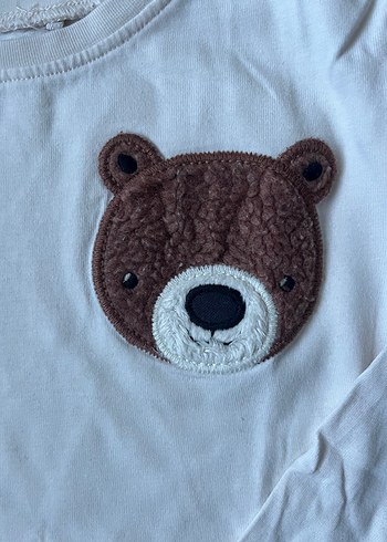 Kız Çocuk Uzun Kollu Ayıcık Detaylı Tişört - Görsel 3