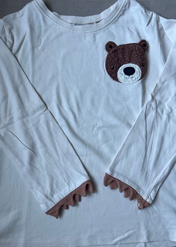 Kız Çocuk Uzun Kollu Ayıcık Detaylı Tişört - Görsel 2