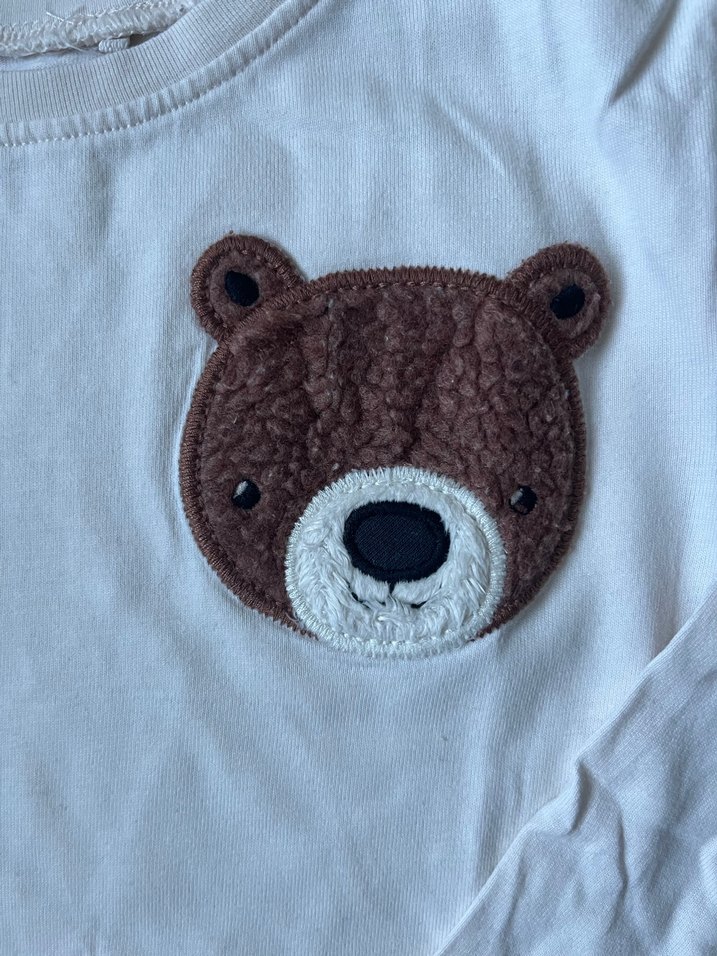 Kız Çocuk Uzun Kollu Ayıcık Detaylı Tişört - Görsel 3