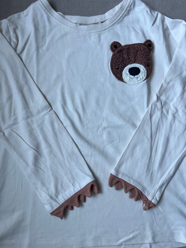 Kız Çocuk Uzun Kollu Ayıcık Detaylı Tişört - Görsel 2