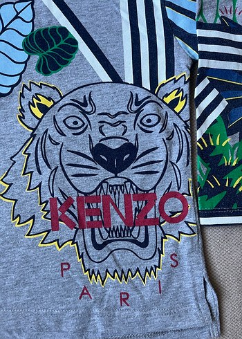 Kenzo Unisex Cocuk  Gri Desenli Uzun Kollu Tişört - Görsel 2