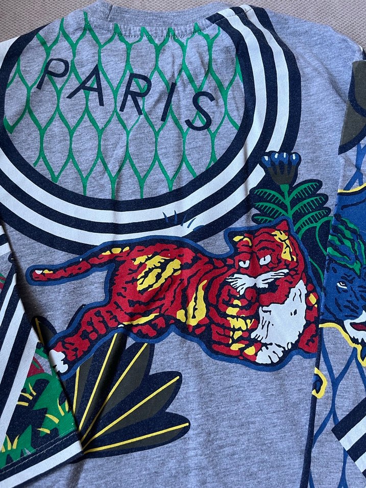 Kenzo Unisex Cocuk  Gri Desenli Uzun Kollu Tişört - Görsel 5