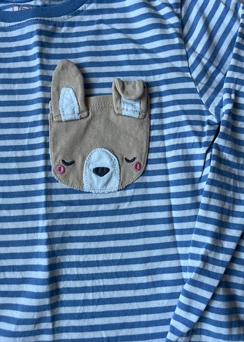 Çizgili Unisex Sweatshirt, Uzun Kollu, Düğmeli - Görsel 2